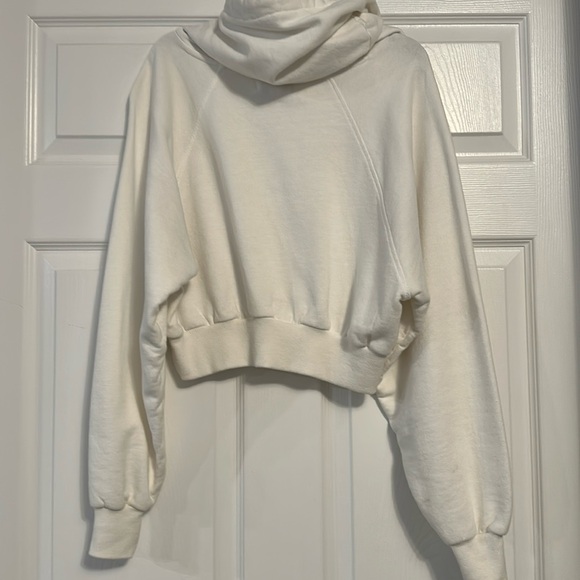 Topshop Women's White Cropped Hoodie, Sz Xsmall - Picture 4 of 5